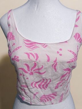 Nwot Midnight Sky Pink Patterned Summer Crop Tank Top Small